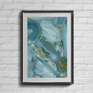 Watercolor Blue Agate Geode Print: Mineral Wall Art (Digital Download)