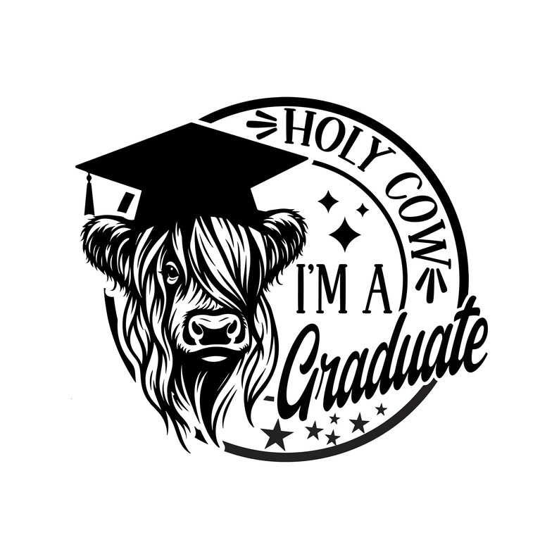 Highland Cow Graduate SVG: Funny Graduation Shirt Design (digital ...