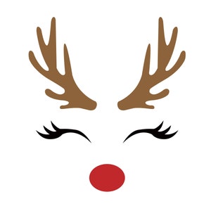 Rendieren SVG, Kerstmis SVG, Rudolph Svg, Rendieren Gezicht SVG, Schattig Rendieren, Rode Neus Svg, Eps Dxf Png