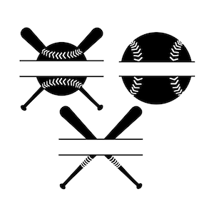 Paquete SVG de monogramas de béisbol y sóftbol: Archivo de corte de bates cruzados (descarga digital)