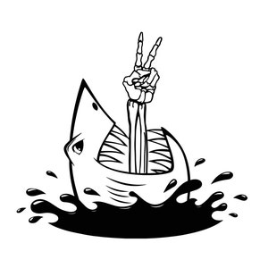 Requin SVG, SVG signe de la paix, squelette SVG, requin mignon svg, requin couper fichier svg jpg png dxf Silhouette cricut