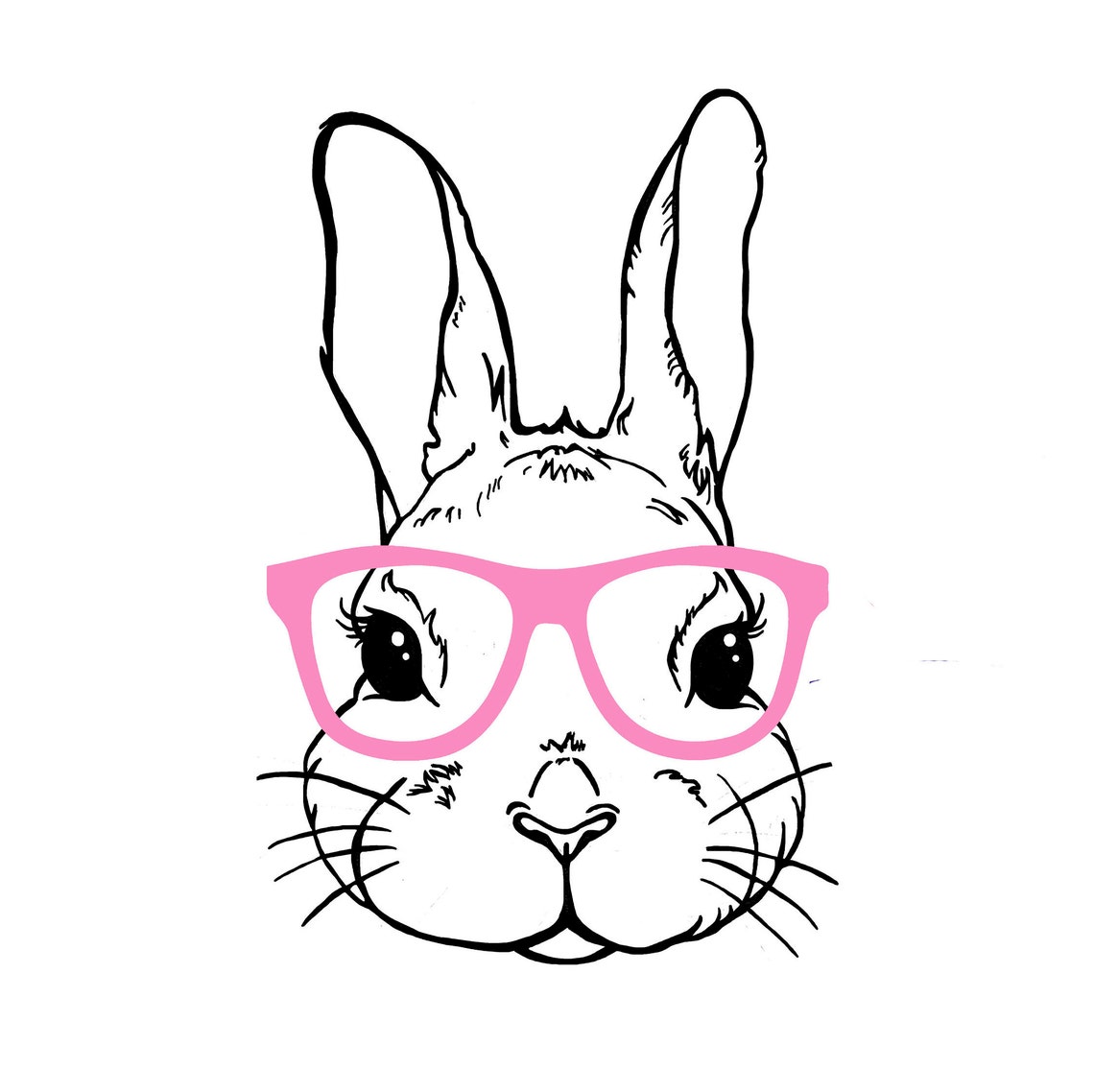 Easter Bunny With Glasses SVG Bunny With Glasses Bunny With | Etsy