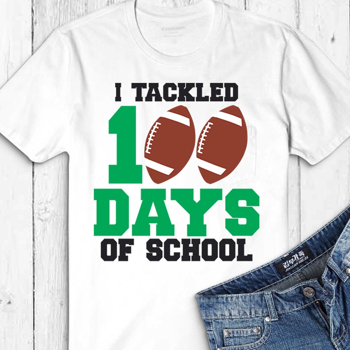 I Tackled 100 Days of School Football SVG PNG (digital Files) - Etsy