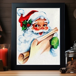 Vintage Christmas print, Vintage Santa print, Vintage art, Retro Santa Print, Vintage Christmas art, printable art