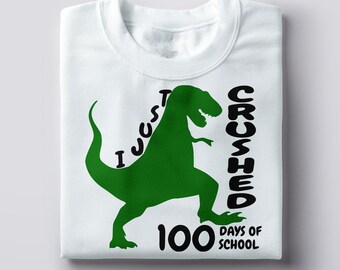 100º Dia de Aula de Dinossauro SVG: Clipart de T-Rex (Download Digital)
