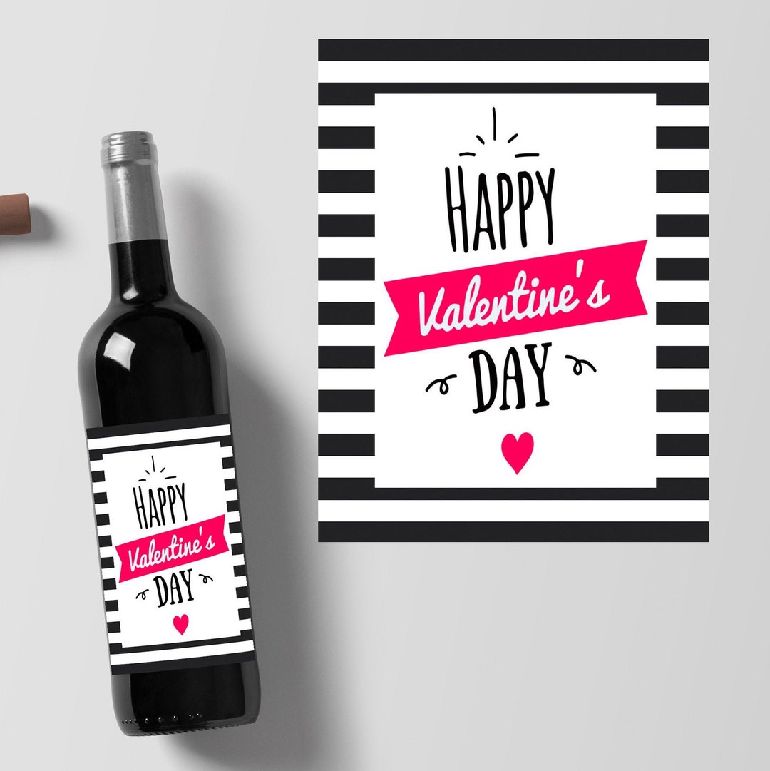 Happy Valentine's Day Wine Label, INSTANT DOWNLOAD, Valentine Wine ...