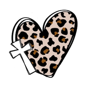 Leopard Heart Cross SVG: Jesus Easter Design (digitale download)