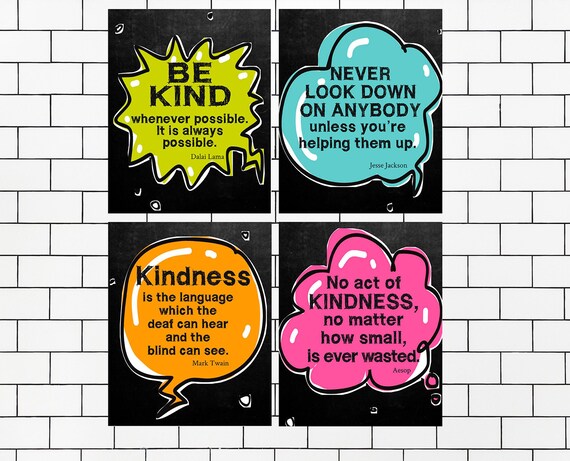 Kindness Prints Set of 4 Wall Art Prints Kindness Quotes | Etsy