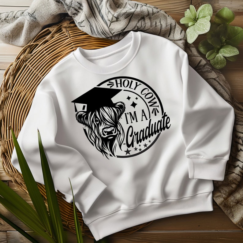 Highland Cow Graduate SVG: Funny Graduation Shirt Design (digital ...