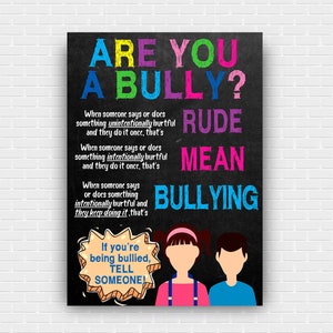 Anti Bullying Classroom Poster: Educational Decor (Digital Download)