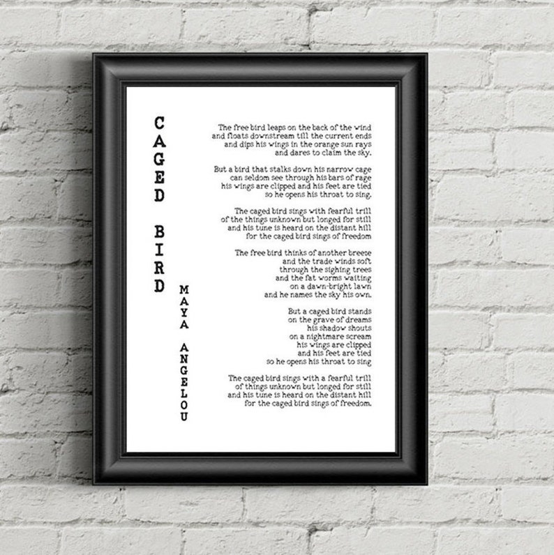 Maya Angelou Print Caged Bird Printable Poem Print I know  Etsy