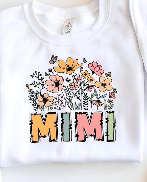 Floral Mimi PNG, Boho Grandmother Design (Digital Download)