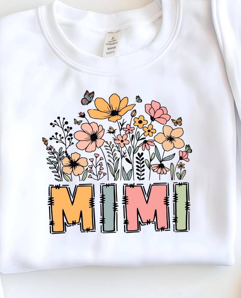 Floral Mimi PNG, Boho Grandmother Design (Digital Download) image 1