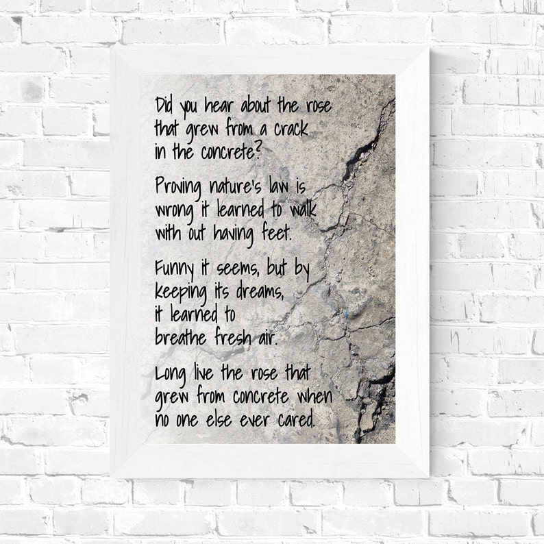 Tupac Poster A Rose That Grew From Concrete Poem Lyrics - Etsy