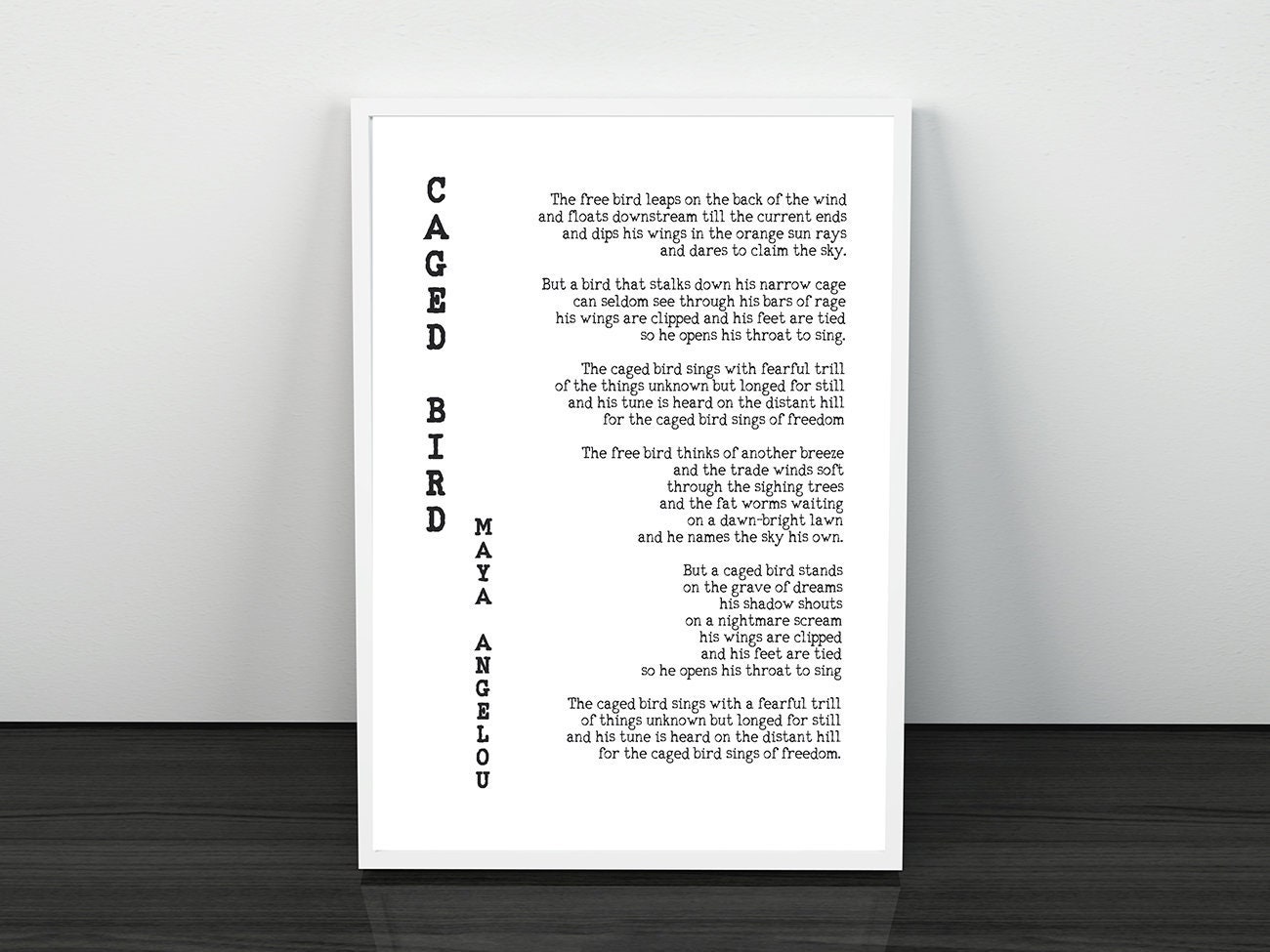 Caged Bird Maya Angelou Quote Maya Angelou Poem Caged Bird  Etsy