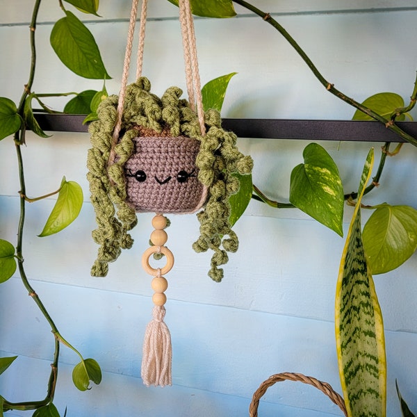 CUSTOM-Handcrafted Faux Crochet String of Pearls Plant – Evergreen Desk Buddy – No Care Needed