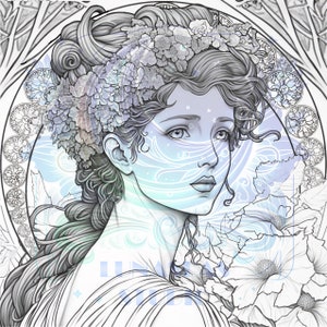 Mucha-Inspired Coloring Page by Lunaseas