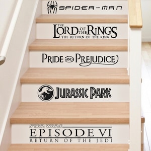 Movie decals for stairs, Wall Border, Riser stair decals, decals for steps, Famous Movies, Classic movies, 22&quot;WX5&quot;T Standard width