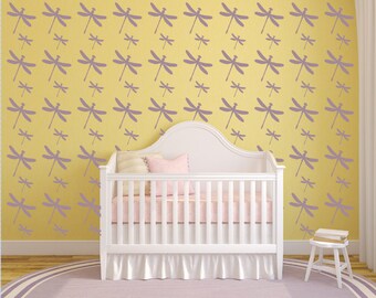 Dragonfly Wall Decal, Border,  Flower Wall Decal, Floral Wall Decor, Teenager Room Decor, Nursery Wall Decal, Dorm Decor,