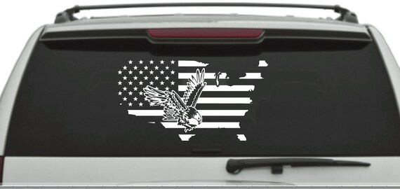 Large Black American Flag Vinyl Decal Sticker 65x50cm - For Car Truck Window Hood