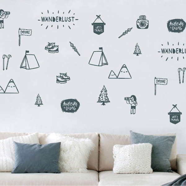 Camping Wall Decal Etsy