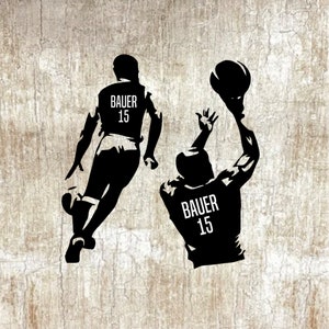 Basketball Boy, Male Wall decal, Custom Name and Number, different sizes/styles to choose from.