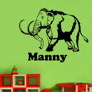 Dinosaurs wall decals, Mammoth,  Wooly Mammoth, Manny, Dinosaurs Vinyl wall decal, Custom name option, dinosaur is 21&quot; Tall x 35&quot; Wide