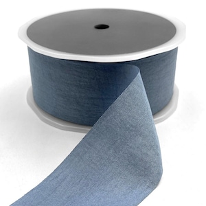 Dusky Blue Silky Crush Faux-Silk Ribbon, 38mm (1.5in) wide *Per 1 Metre/39 inch*