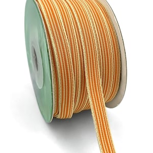 Webband, Orange & Creme Oxford Gestreift, 10mm breit, *Meterware*