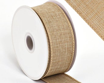 Natural Beige Burlap Ribbon with Wired Edge, 38mm (1.5in) wide *Sold Per Metre*