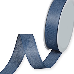 Denim Blue Matte Semi-Sheer Textured Ribbon, 25mm (1in) wide *Sold Per Metre*