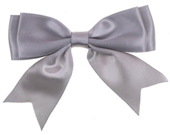 Grey Satin Ready-Made Large Double-Bow *Sold Individually*