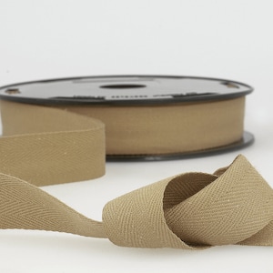 Taupe 100% Cotton Woven Twill Tape, 25mm (1in) wide *Sold Per Metre*