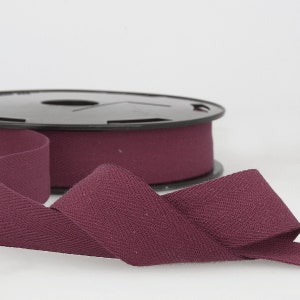 Plum 100% Cotton Woven Twill Tape, 25mm (1in) wide *Sold Per Metre*