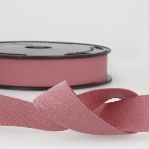 Dusky Pink 100% Cotton Woven Twill Tape, 25mm (1in) wide *Sold Per Metre*