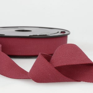 Burgundy 100% Cotton Woven Twill Tape, 25mm (1in) wide *Sold Per Metre*
