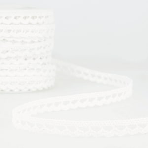 White &quot;Nicole&quot; Eyelet Ladder Band Scallop Edge 100% Cotton Lace Trim, 11mm (7/16in) wide *Sold Per Metre*