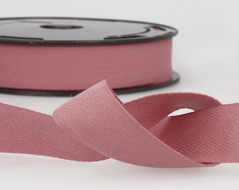 Altrosa 100% Baumwolle Köperband gewebt, 25 mm breit *Meterware*