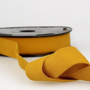 Mustard 100% Cotton Woven Twill Tape, 25mm (1in) wide *Sold Per Metre*