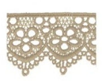 Beige "Daphne" Bold Floral Guipure Lace Trim, 42mm (1 5/8in) wide *Sold Per Metre*