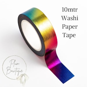 15 mm Breite Regenbogen Farbverlaufs Washi Tape aus Metallic Folie * Verkauft pro 10mtr Rolle *