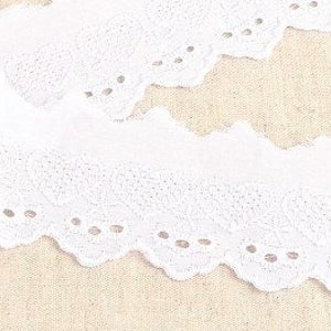 White &quot;Phyllis&quot; Heart Pattern Broderie Anglaise Lace, 50mm (2in) wide *Sold Per Metre*