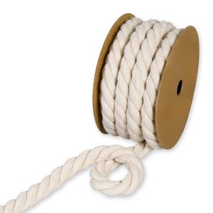 Grosse corde 100 % coton recyclé, blanc naturel, 15 mm (9/16 po.) de large *Pour 1 mètre/39 po.*