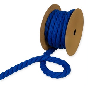 Royalblaues grobstrick Seil aus 100% Baumwolle, 15 mm breit *Per 1 Meter*
