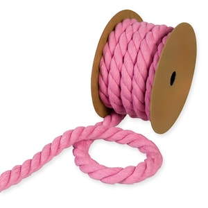 Corda grossa 100% algodão reciclado rosa claro, 15 mm (9/16 pol.) de largura *Por 1 metro/39 pol.*