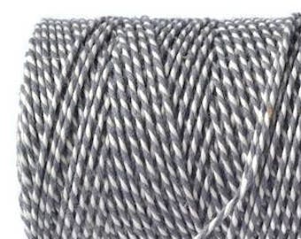 5mtr Grau & Weiß 100% Baumwolle Bakers Twine, 2mm Dicke *Verkauft pro 5mtr*