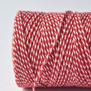 5mtr Red & White 100% Cotton Bakers Twine, 2mm (1/16in) Thickness *Sold Per 5mtr*