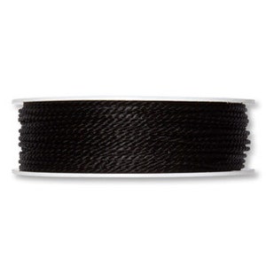 Cordino nero intrecciato in seta da 5 m, spessore 2 mm (1/16 in) *Venduto a 5 m*