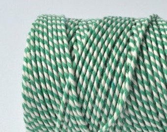 5mtr Smaragdgrün & Weiß 100% Baumwolle Bäcker Twine, 2mm (1/16in) Stärke *Verkauft pro 5mtr*