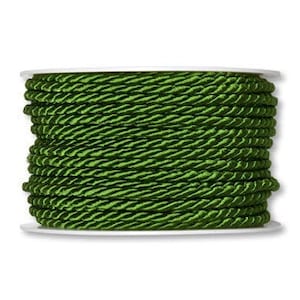 Cordoncino di seta intrecciato verde muschio, 4 mm (5/32 in) di spessore *Venduto al metro*